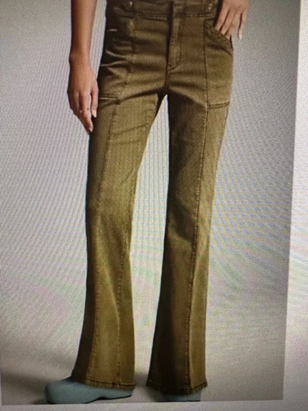 Anthropologie Pilcro Demilune Boot Olive Utility Pants - Picture 14 of 15